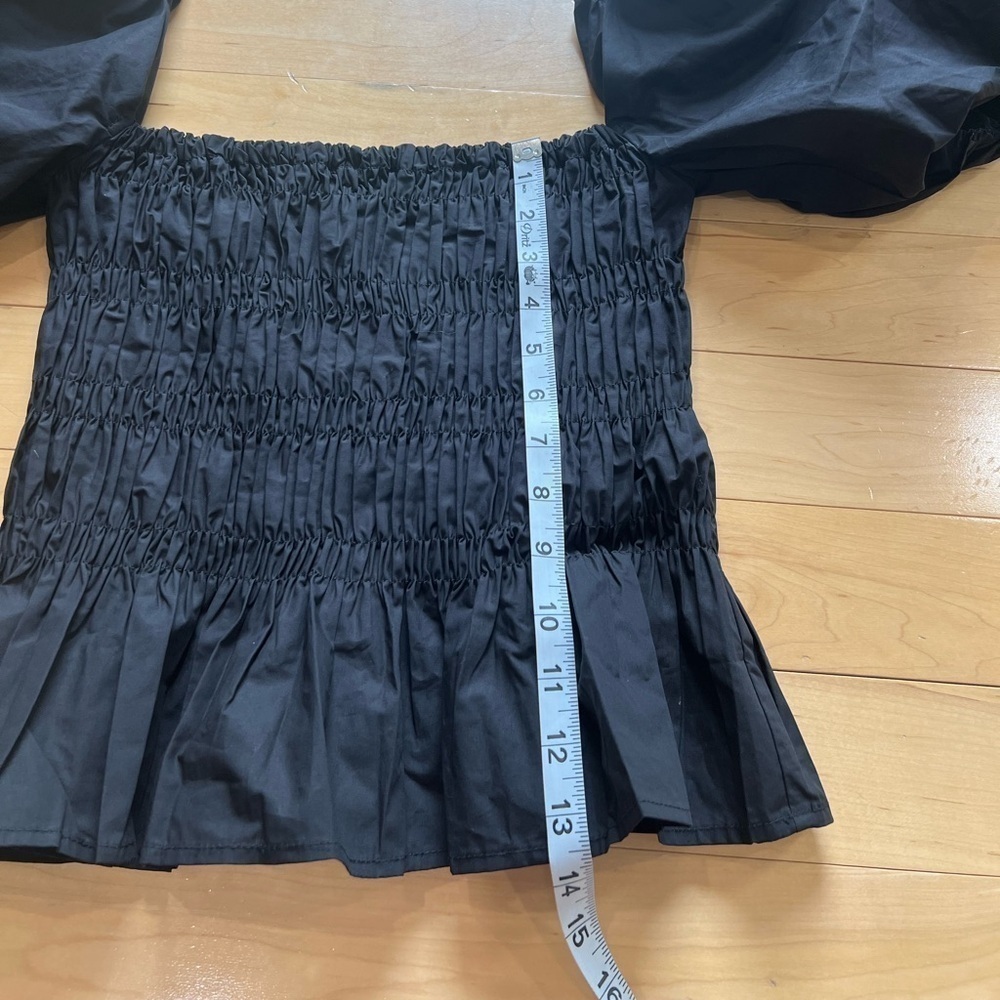 NWT ASTR The Label Savina Puff Bubble Sleeve Square Neck Smocked Peplum Top S - Picture 12 of 12